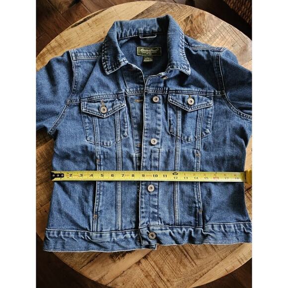 EDDIE BAUER WOMENS DARK BLUE JEAN DENIM JACKET SMALL 100% COTTON VTG - Picture 14 of 14